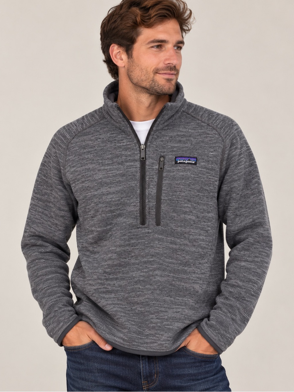 Patagonia Gray Heather Half-Zip Fleece Pullover